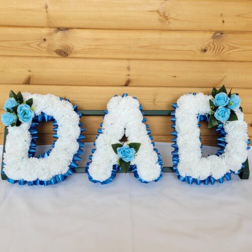 Royal Blue silk funeral tribute